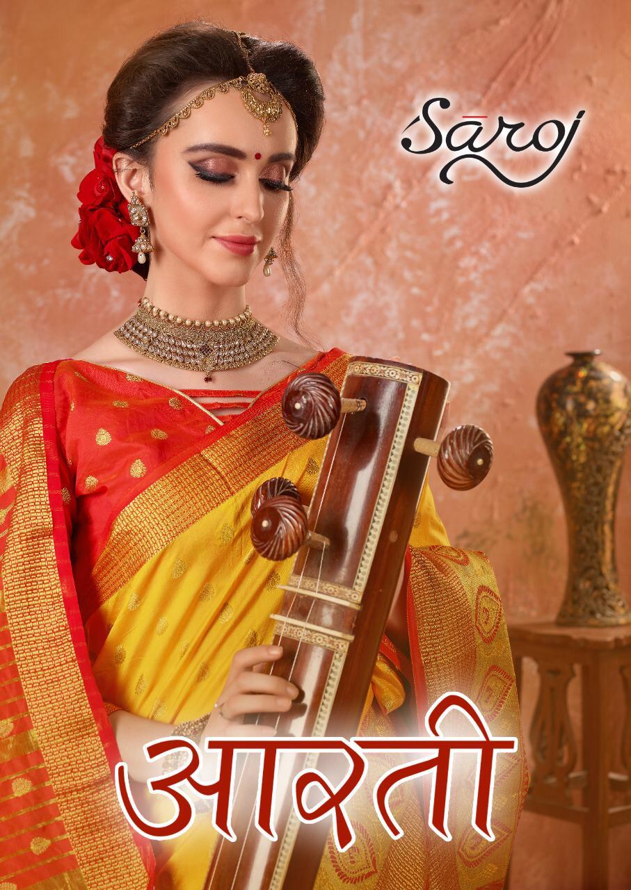 Aarti By Saroj Silk With Beautiful Border Traditional Wear Saree Wholesale Price