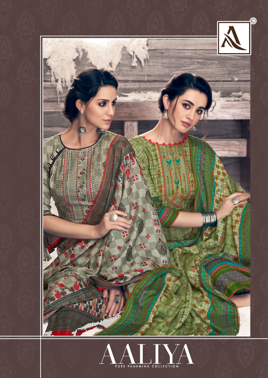 Alok Suit Aalia Pashmina Jacquard Digital Style Print Suit Wholesaler In Surat