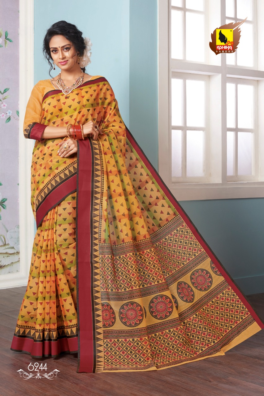 Ashika Saree Crystal Vol 7 Gadwal Cotton Casual Wear Saree Wholesale Exporter