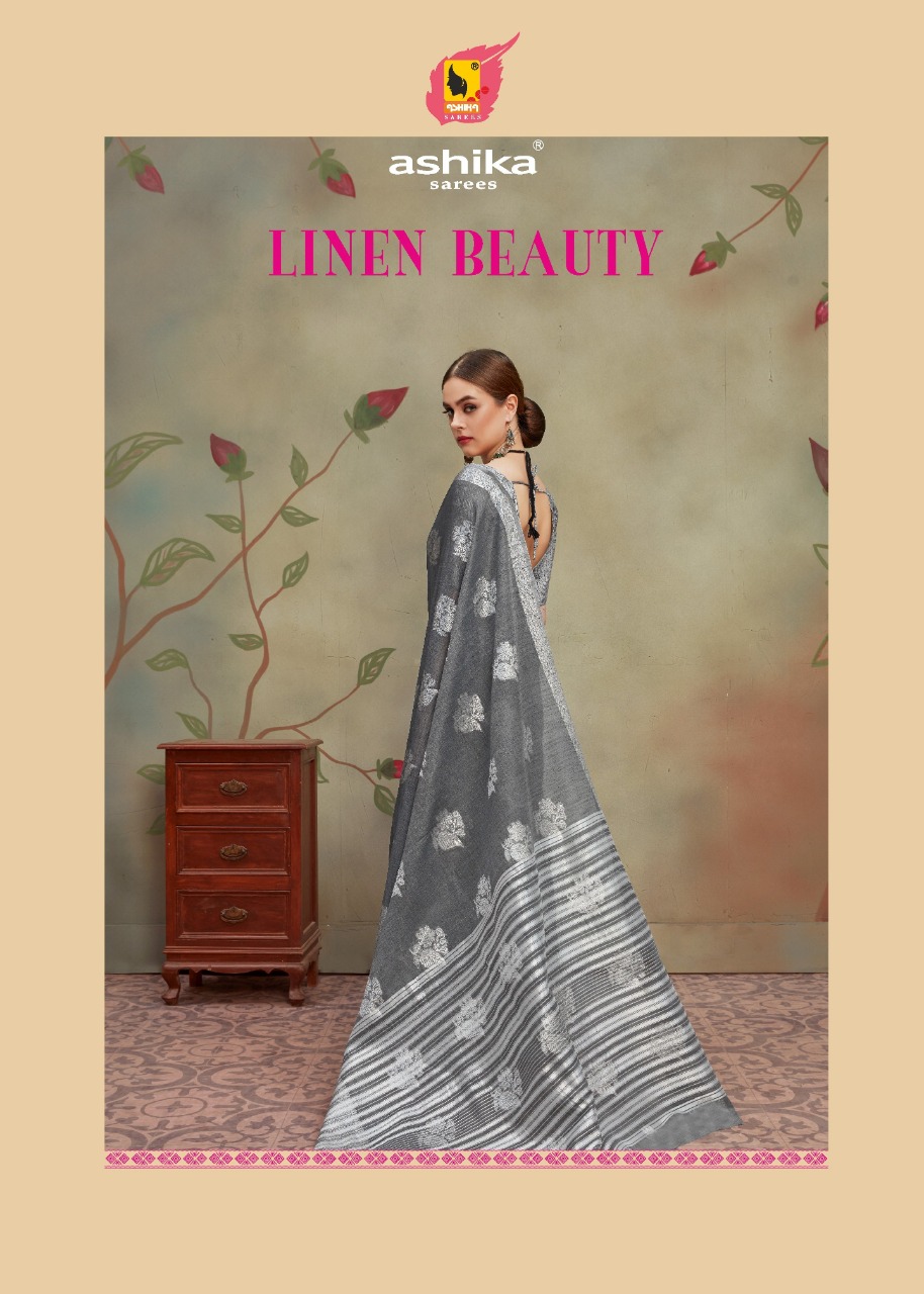 Ashika Saree Linen Beauty Traditional Wear Linen Saree Wholesale Rate In India