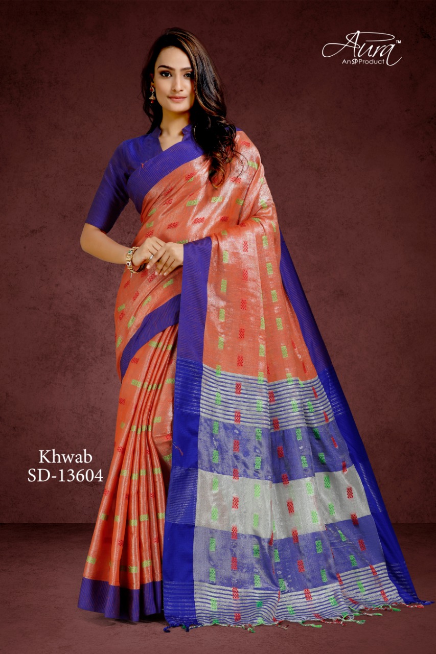 Aura Saree Khwab Linen Butta Work Good Looking Saree Online Shopping In Surat