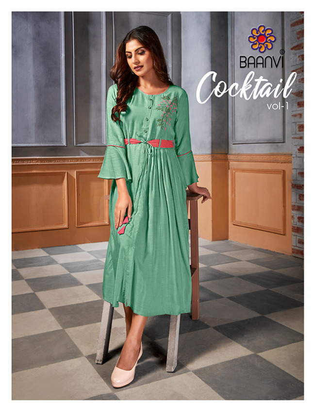 Baanvi Cocktail Reyon Long Kurti Seller Wholesaler Surat Supplier