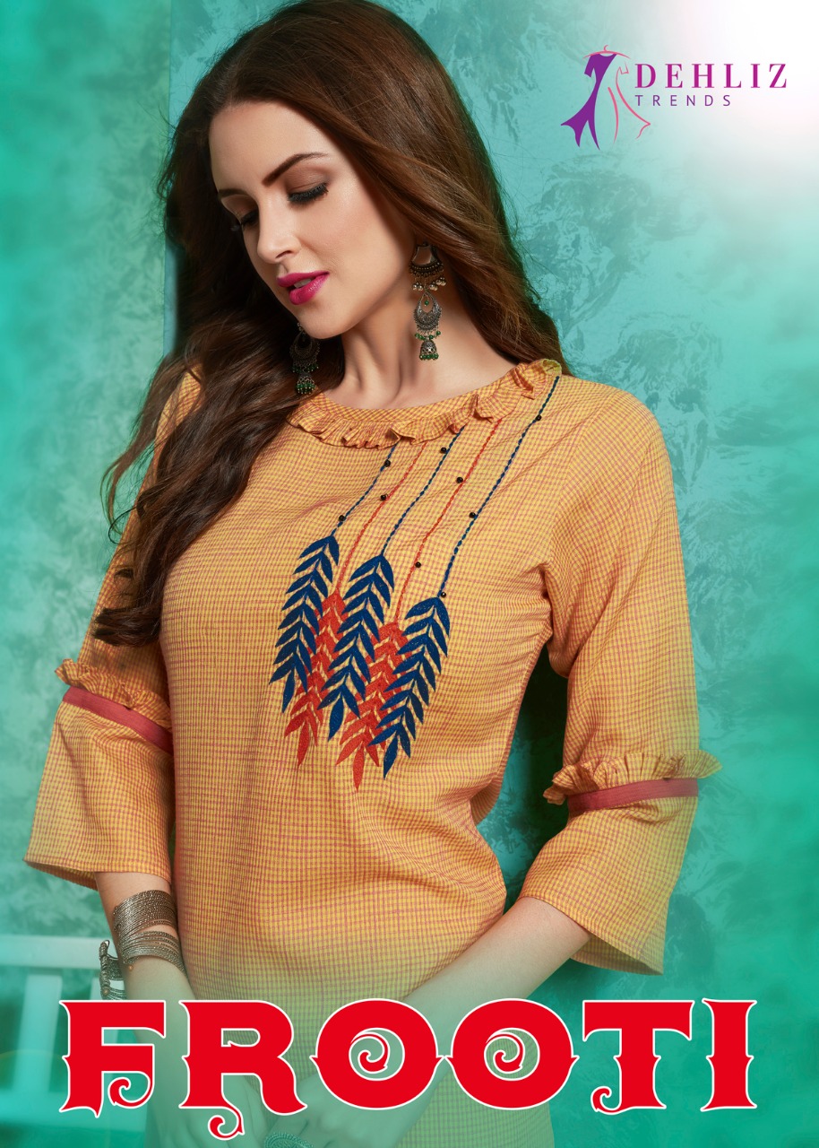 Dehliz Trends Frooti Rayon Self Checks Casual Wear Kurti Exporter In Surat