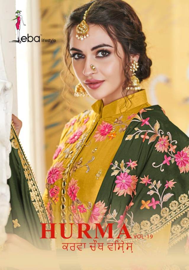 Eba Lifestyle Present Hurma Vol 19 Viscose Embroidery Work Heavy Look Suit Collection