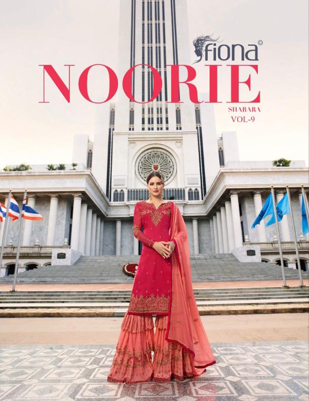 Fiona Noorie Vol 9 Traditional Wear Satin Georgette Sharara Style Suit Wholesaler