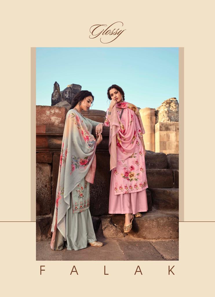 Glossy Falak Pure Pashmina Woolen Suits With Embroidery Collection