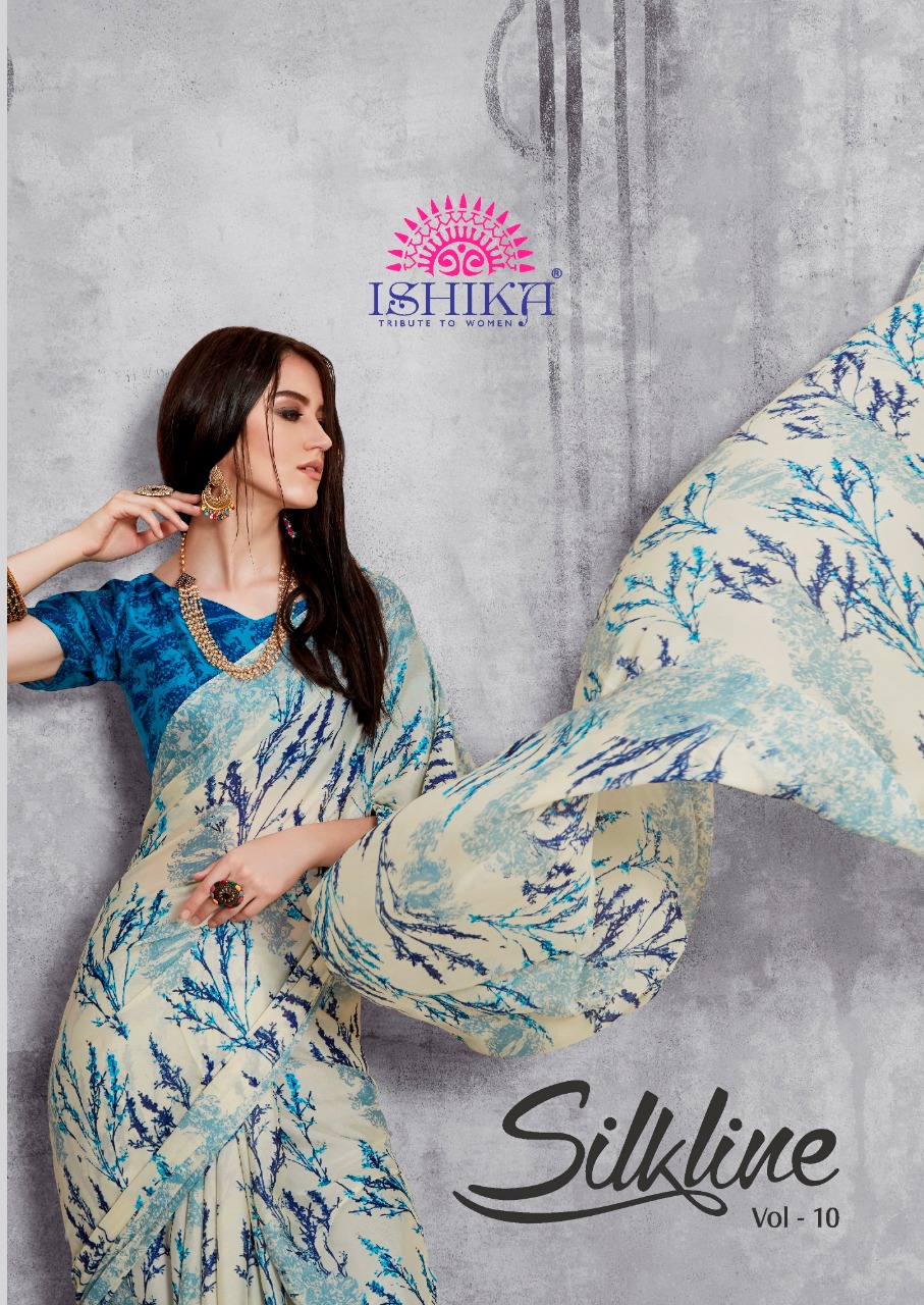 Ishika Saree Silkline Vol 10 Crape Printed Formal Wear Saree Wholesaler In Surat