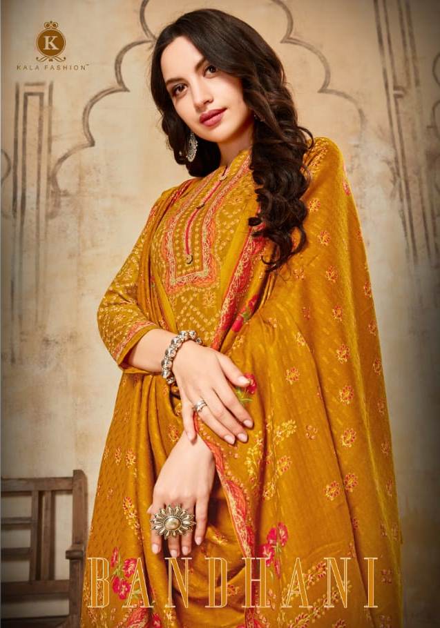 Kala Fashion Bandhani Vol 1 Pashmina Print Winter Special Suit Supplier