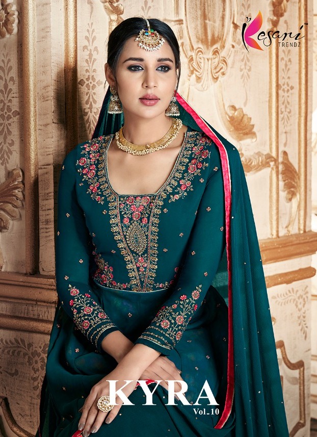 Kesari Trendz Present Kyra Vol 10 Heavy Georgette Party Wear Suit Collection