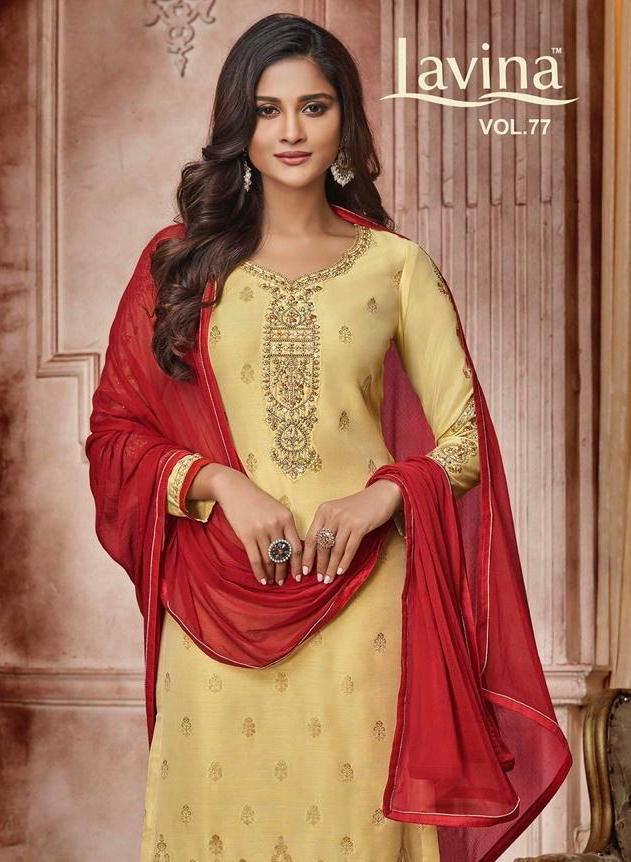 Lavina Launch Lavina Vol 77 Banarasi Jacquard Designer Salwar Suit Wholesaler