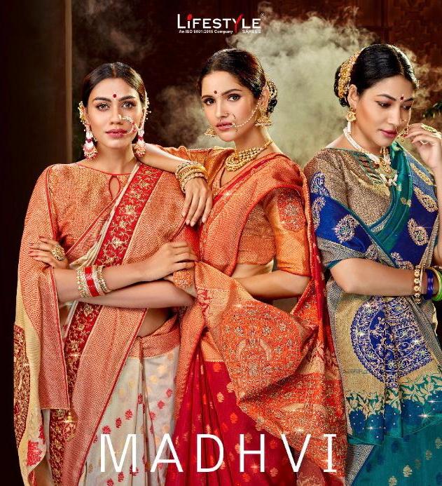 Lifestyle Present Madhavi Crystal Weaving Work Saree Wholesale Collection