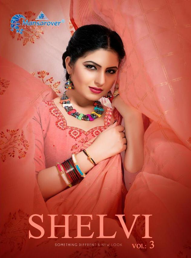 Mansarover Fashion Launch Shelvi Vol 3 Chinese Chiffon Printed Saree Trader