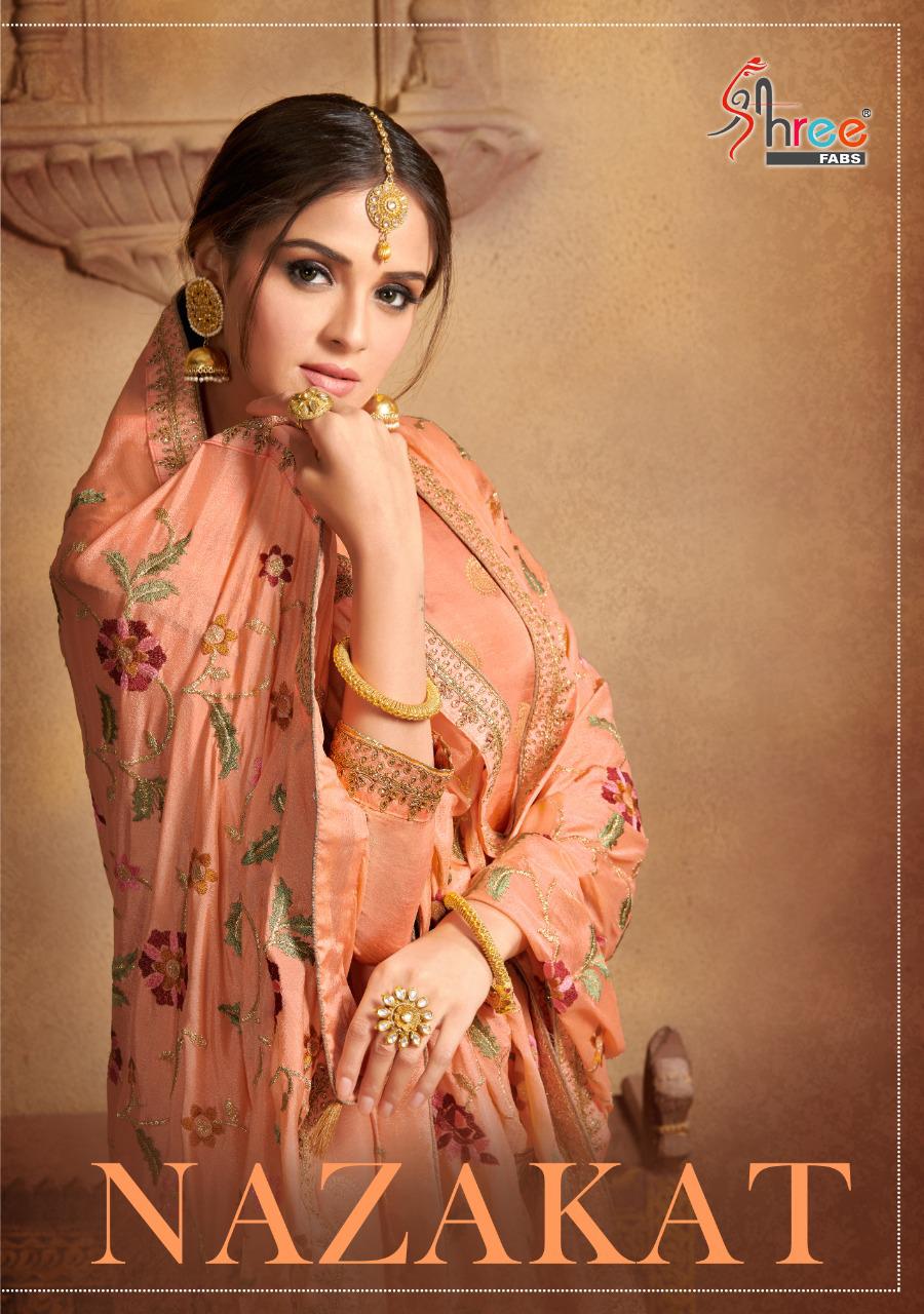 Nazakat By Shree Fabs Pure Dola Silk Embroidery Salwar Kameez Wholesale