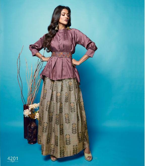 Nitara Launch Sparkles Vol 4 Chanderi Print Top With Skirt And Embroidery Belts