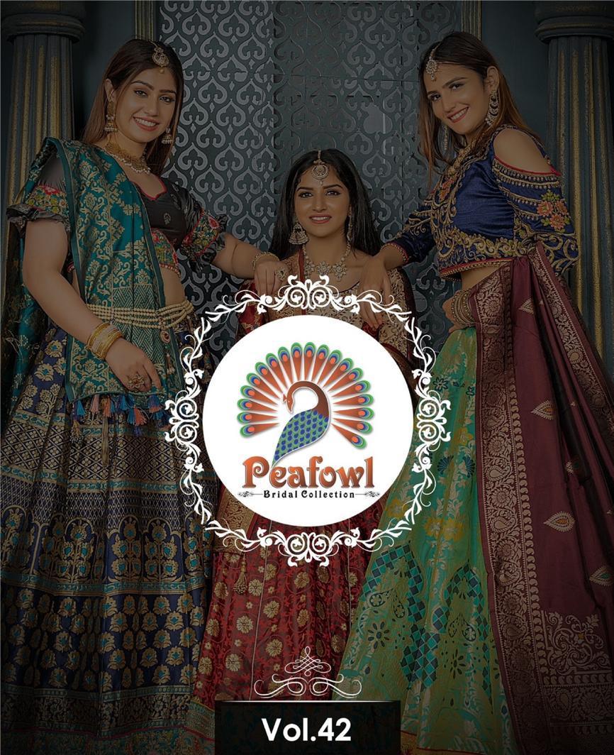 Peafowl Present Peafowl Vol 42 Banarasi Silk Traditional Wear Lehenga Trader