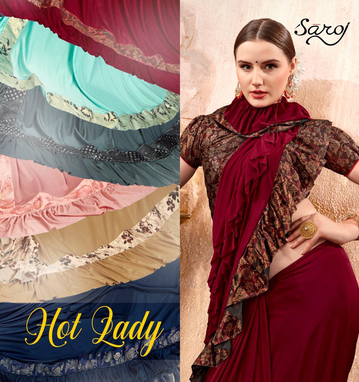 Saroj Launch Hot Lady Heavy Lycra Beautiful Designer Saree Wholesale Trader