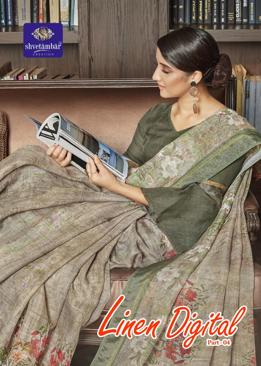 Shvetambar Creation Present Linen Digital Vol 4 Fancy Saree Wholesale Price