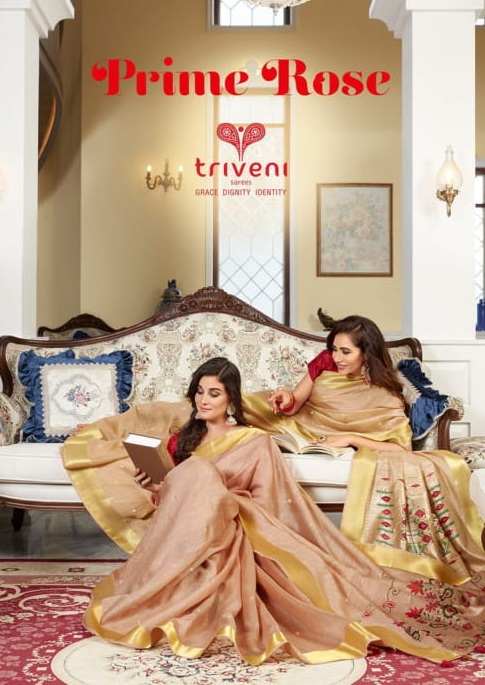 Triveni Launching Prime Rose Linen Printed Casual Wear Saree Wholesaler