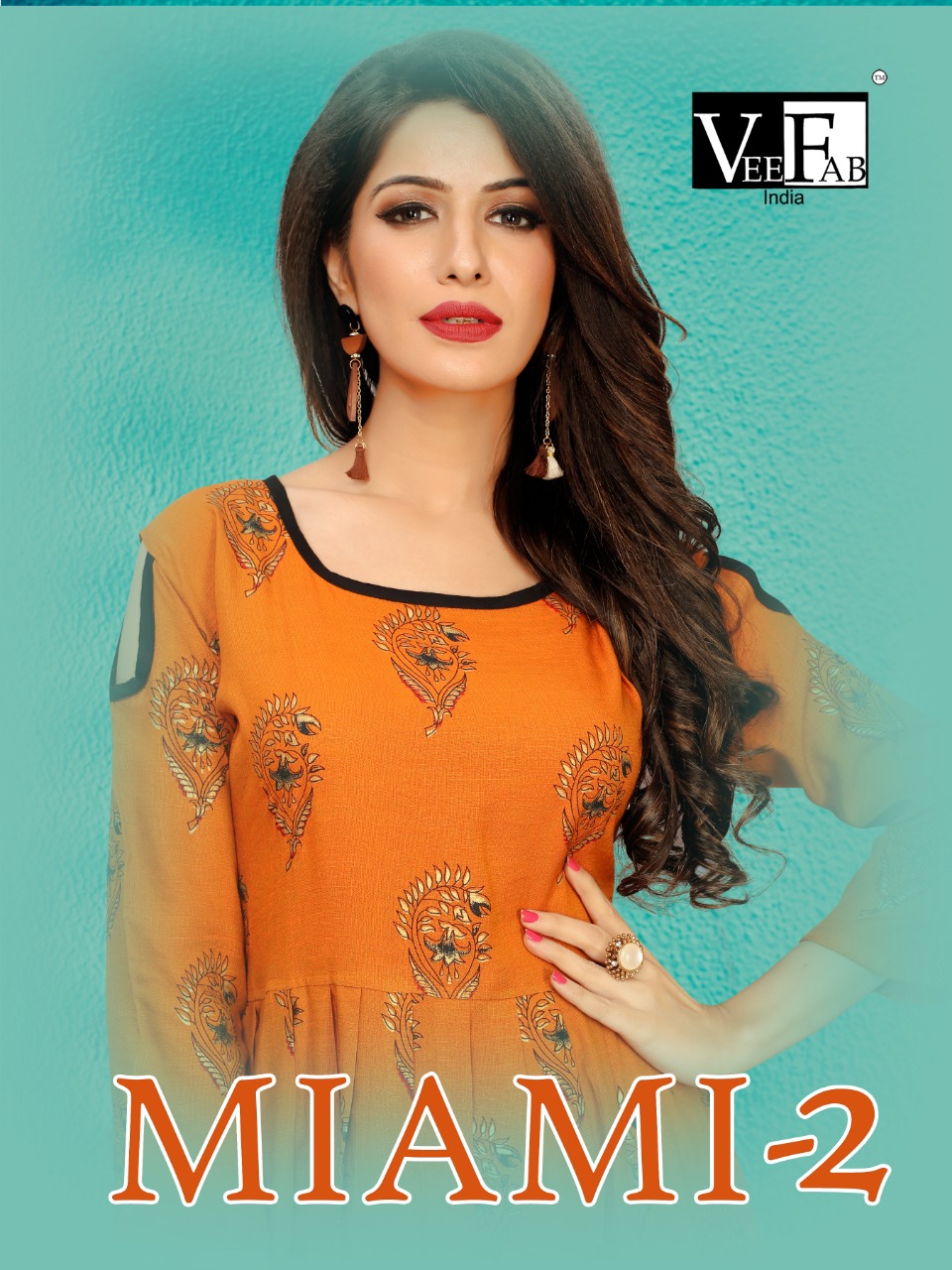 Vee Fab India Miami Vol 2 Rayon Print Long Formal Wear Kurti Online Collection