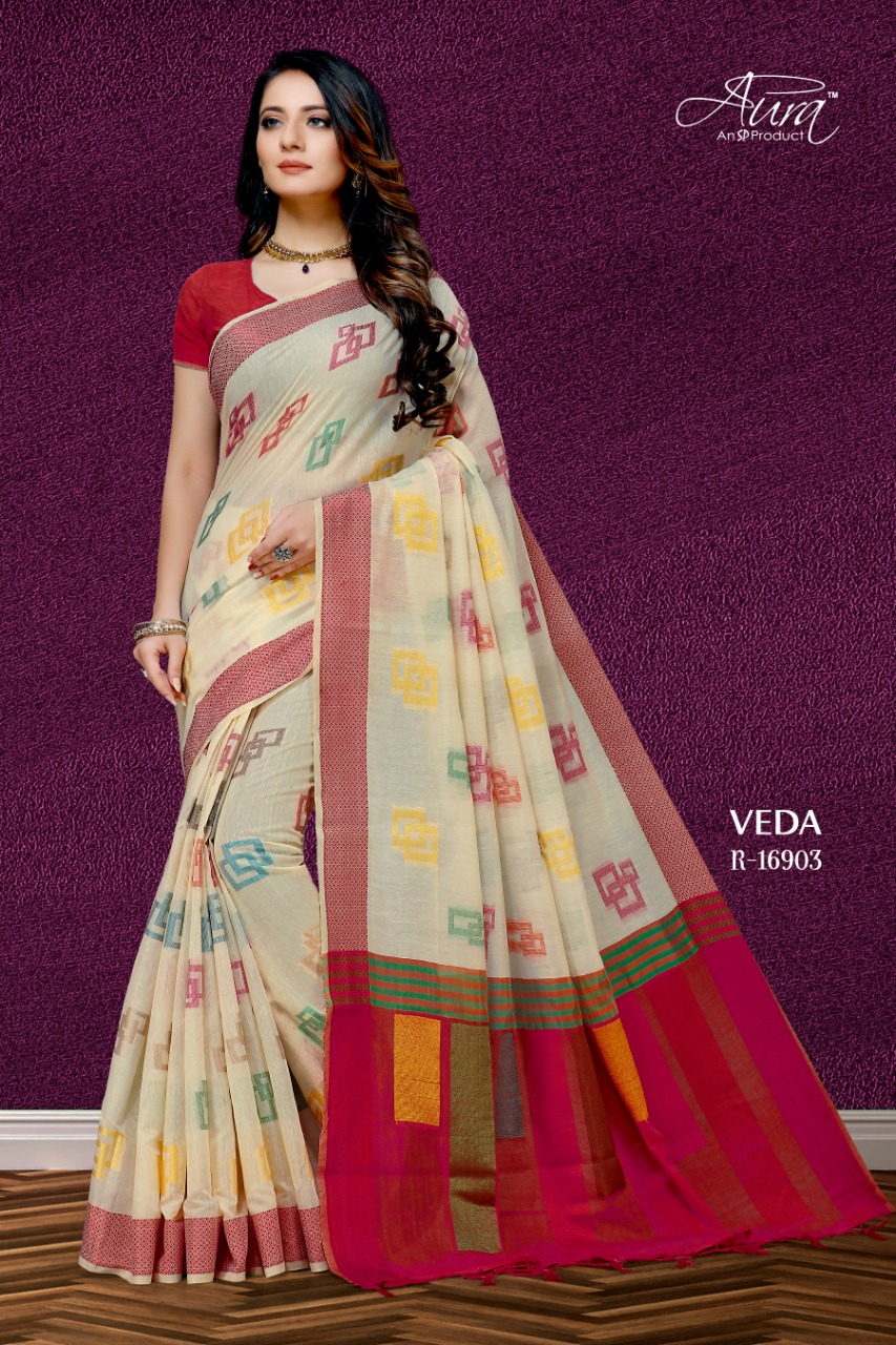 Aura Launch Veda Chanderi Exclusive Fancy Saree Authorized Supplier Surat India