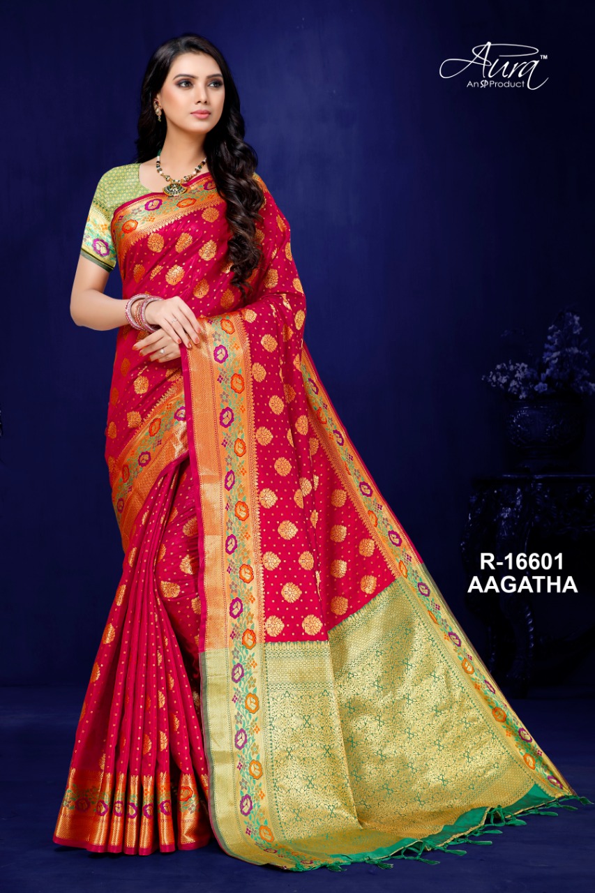 Aura Saree Launch Aagatha Heavy Look Silk Saree Wholesale Price