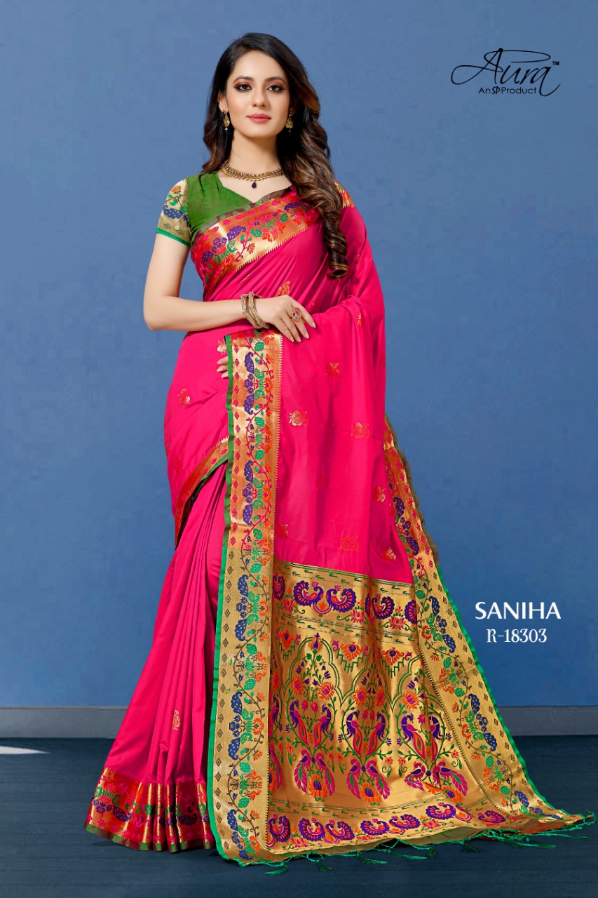 Aura Saree Present Saniha Traditional Wear Silk Designer Saree Collection