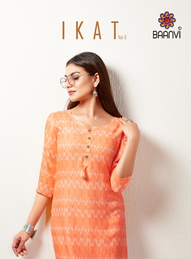 Baanvi Launching Ikat Vol 3 Rayon Exclusive Kurti Online Collection In Surat Market