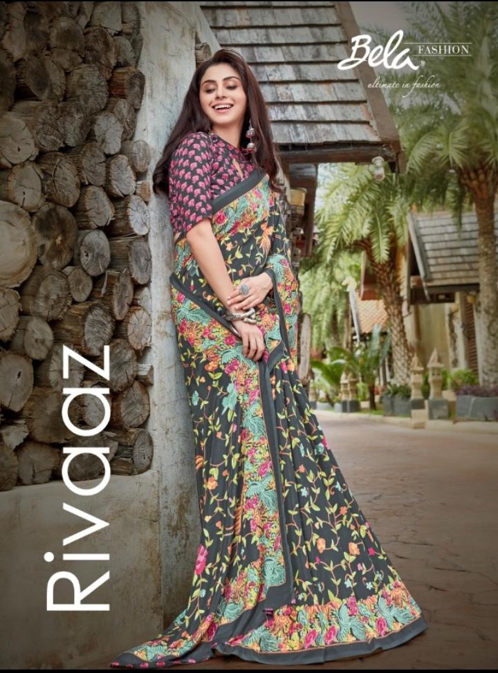 Bela Present Rivaaz Crape Silk Digital Printed Fancy Saree Wholesale