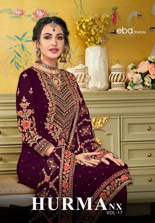 Eba Lifestyle Present Hurma Vol 17 Nx Blouming With Embroidery Work Designer Suit