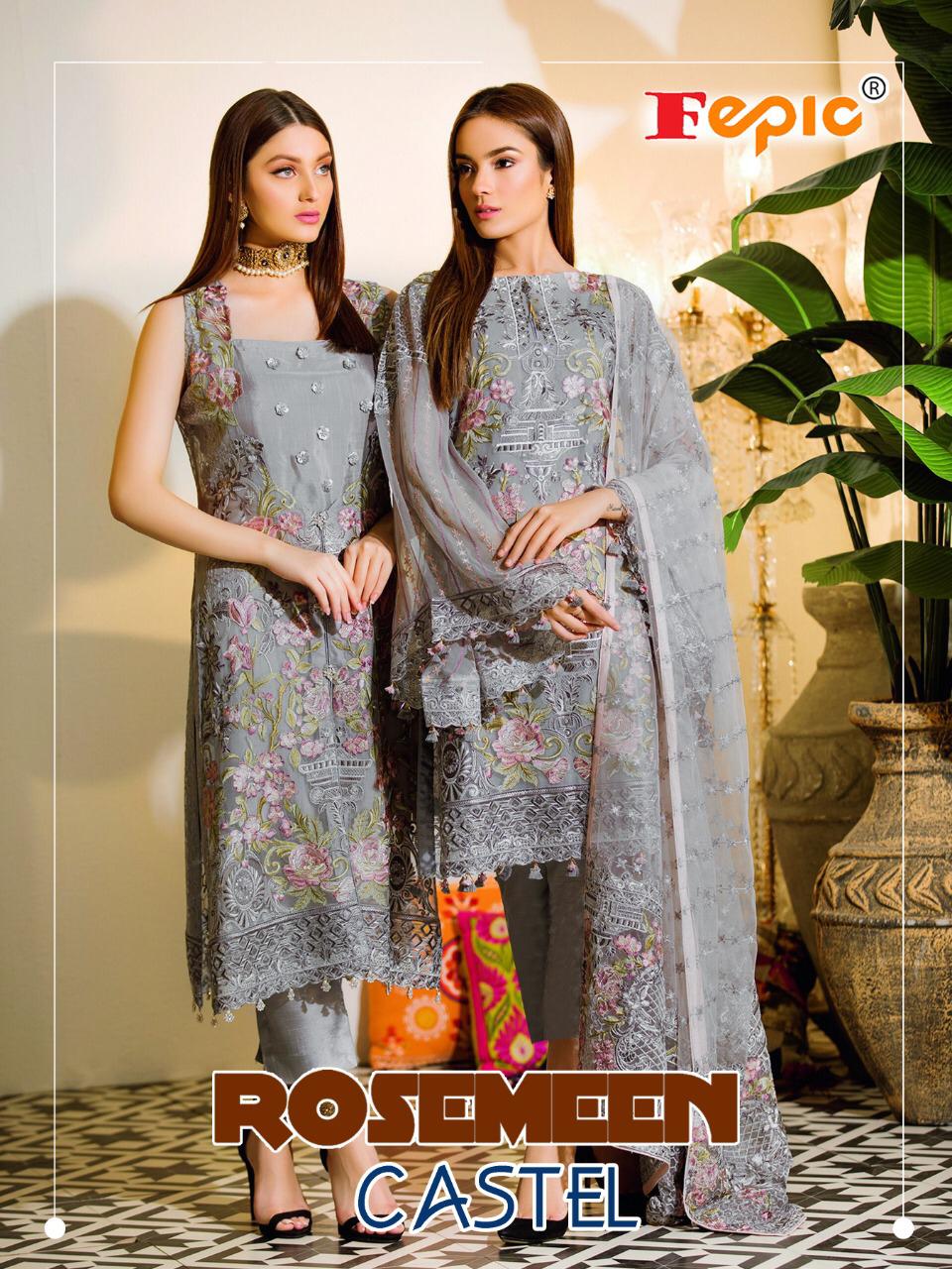 Fepic Rosemeen Castel Net Georgette Pakistani Salwar Kameez Wholesaler