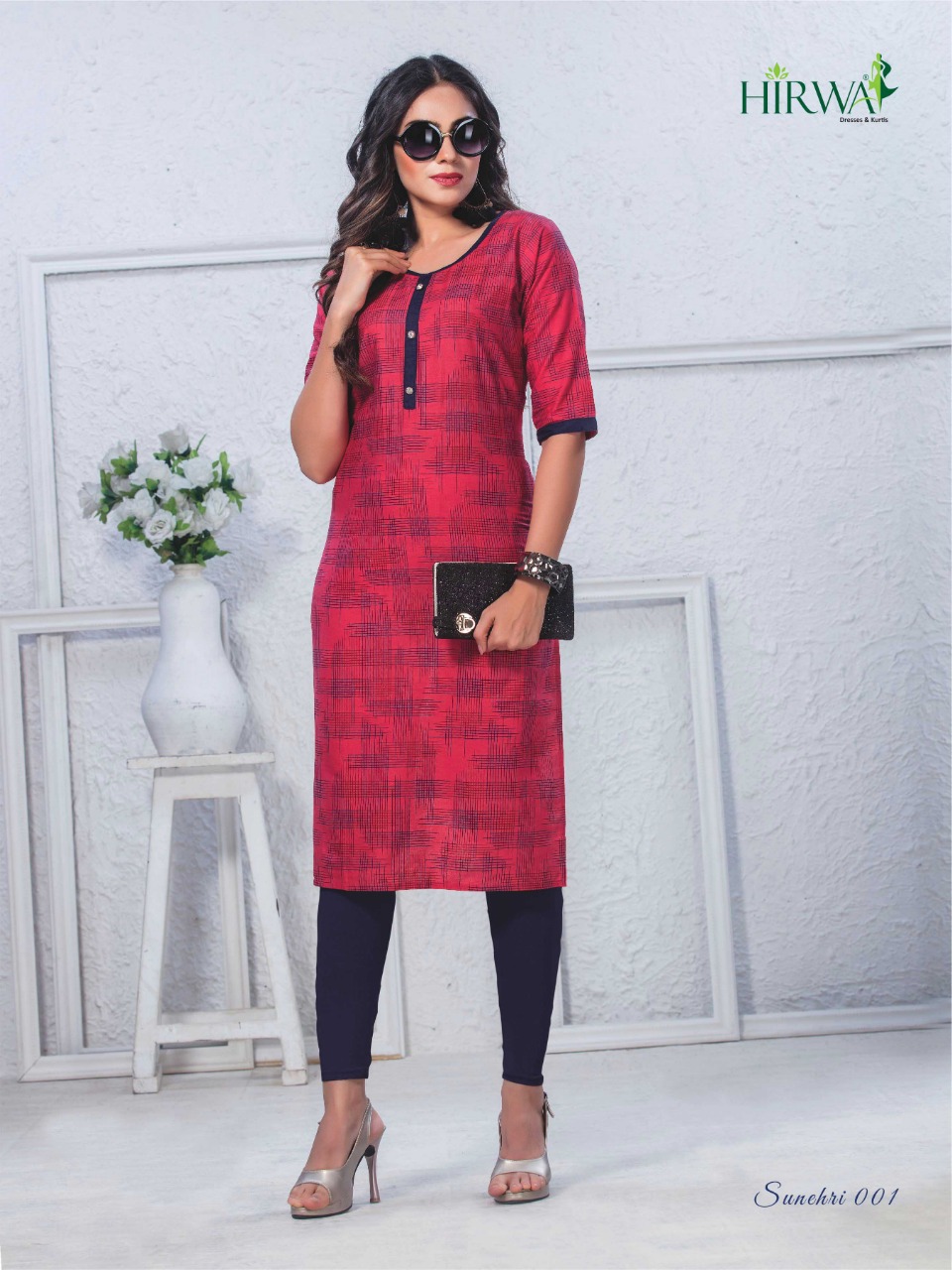 Hirwa Sunehri Cotton Printed Casual Wear Readymade Kurti At Cheapest Rate