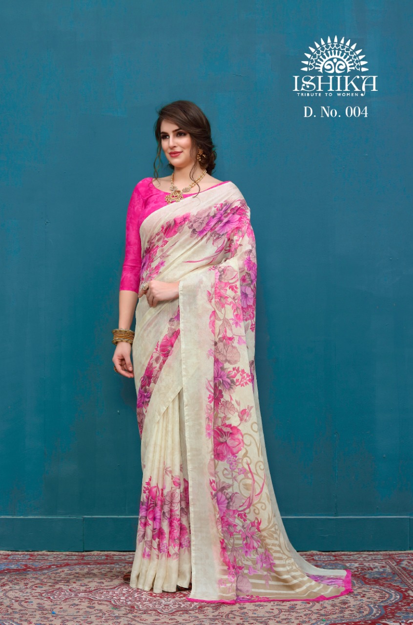 Ishika Saree Launch Rimzim Crape Printed Ethnic Wear Saree Collection