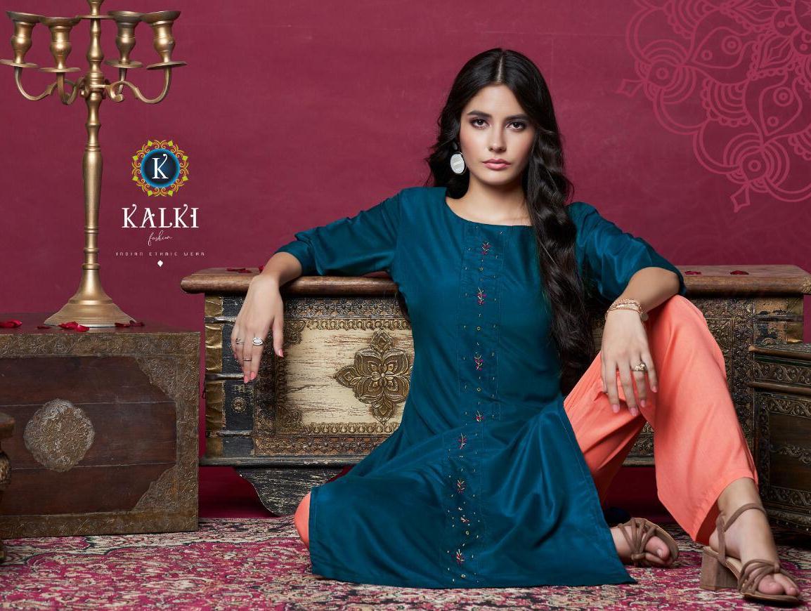 Kalki Trendz Sunheri Pure Maslin Designer Style Kurti With Plazzo Collection