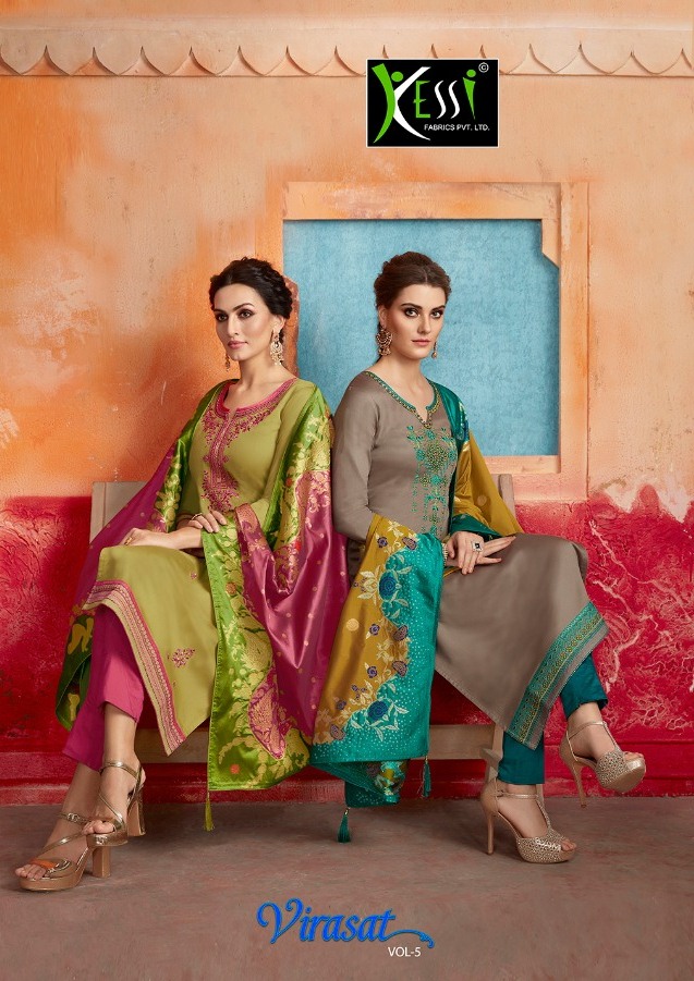 Kessi Launch Virasat Vol 5 Jam Silk With Embroidery Work Salwar Suit Supplier