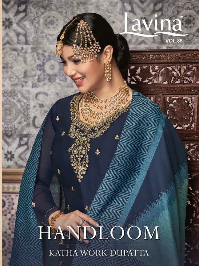 Lavina Vol 85 Handloom Katha Work Dupatta Concept Salwar Suits Catalog