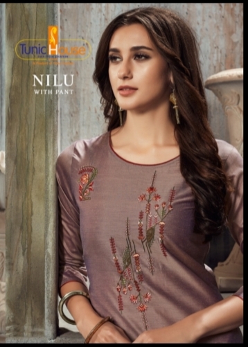 Neha Fashion Nilu Silk Embroidery Kurti With Pant Wholesaler