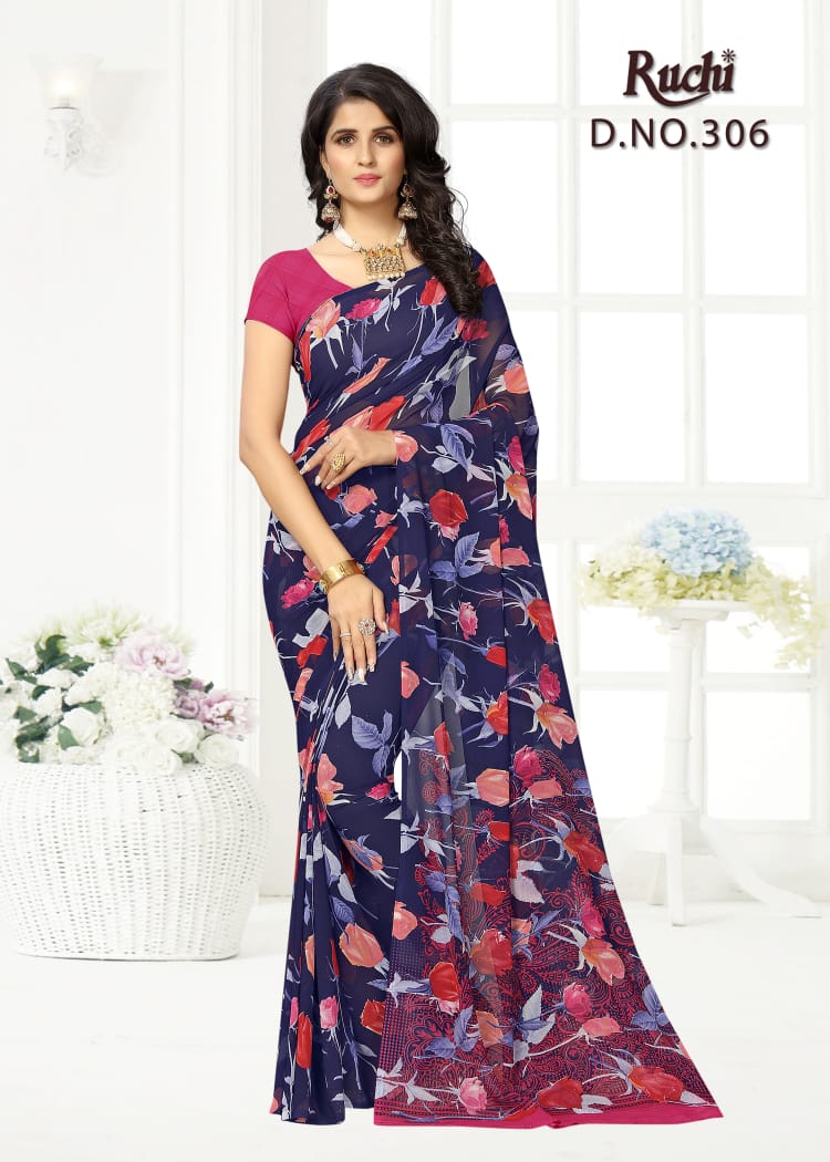 Ruchi Raaga Georgette Poster No 3 Printed Saree Casual Wear Collection