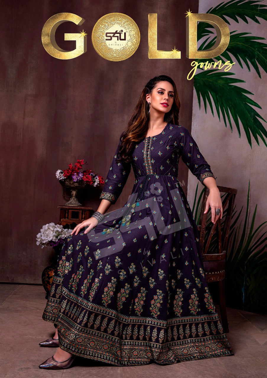 S4u By Shivali Launch Gold Gowns Exclusive Stylish Long Kurti Wholesale Price