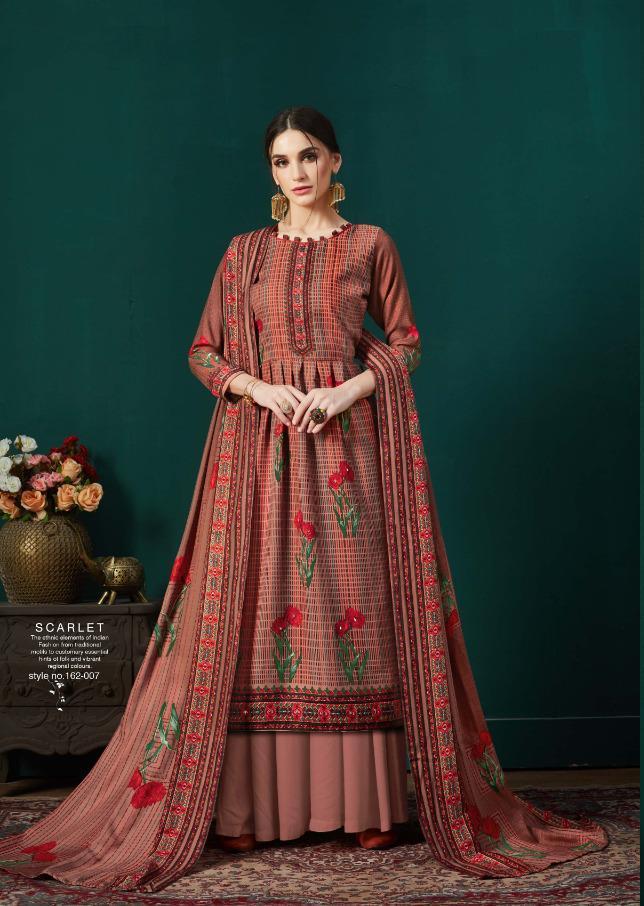 Scarlet By Sargam Pashmina Print With Khatli Hand Work Salwar Kameez