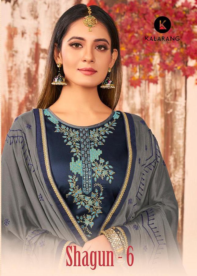 Shagun Vol 6 By Kalarang Jam Silk Cotton With Work Salwar Kameez Wholesaler