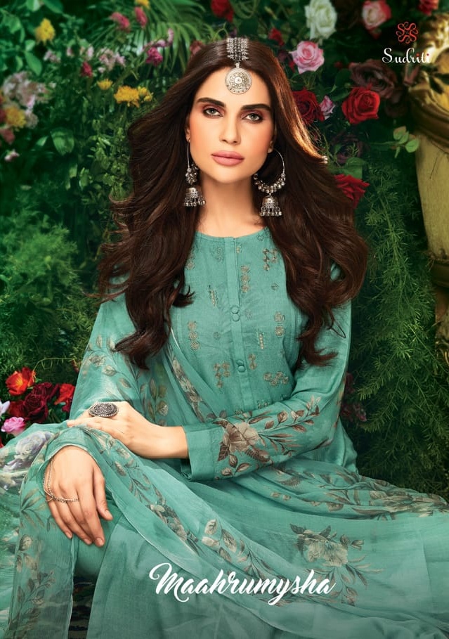 Sudriti Maahrumysha Pashmina Digital Printed Embroidery Salwar Kameez