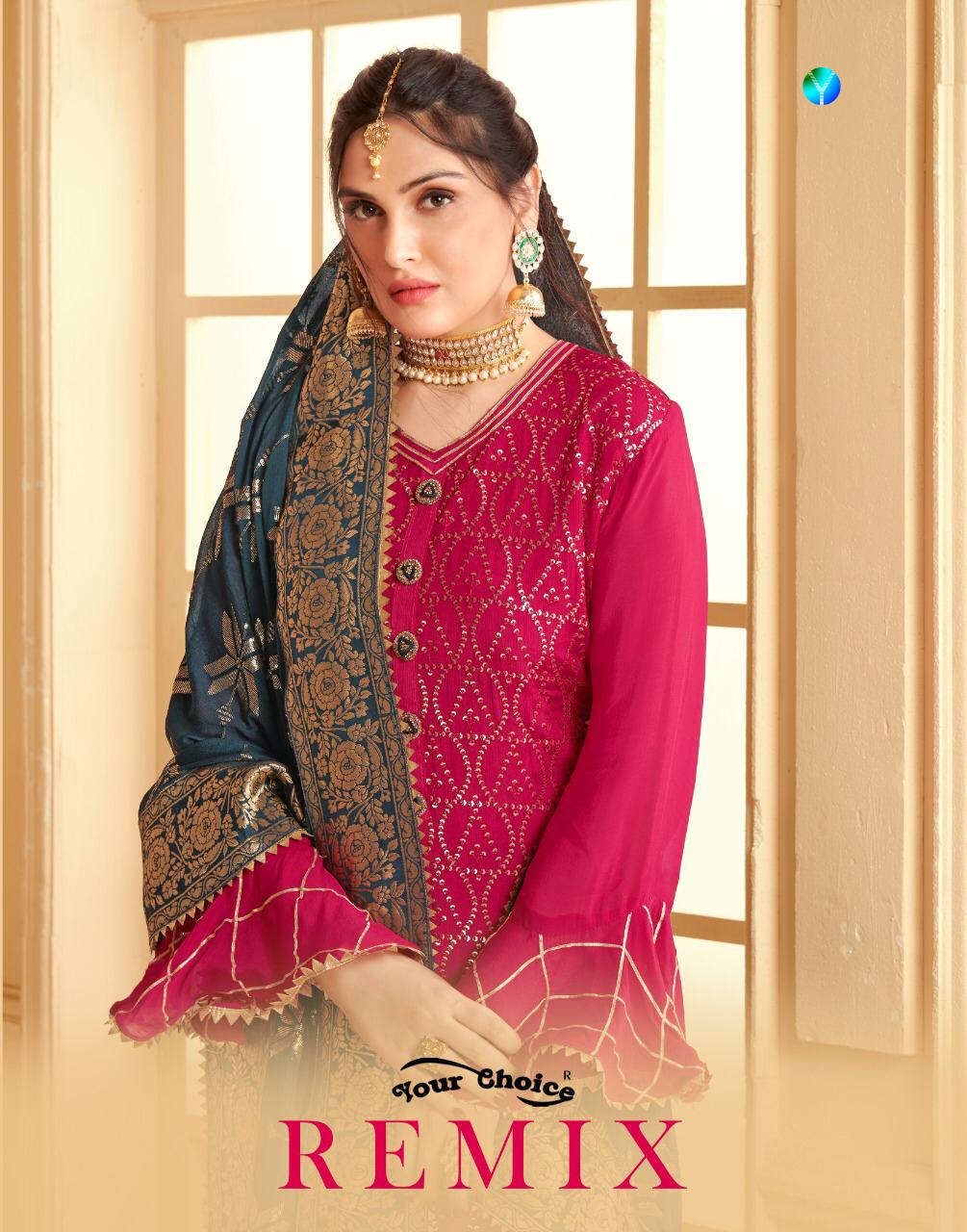 Your Choice Remix Pure Chinon Wedding And Party Wear Designer Salwar Suit