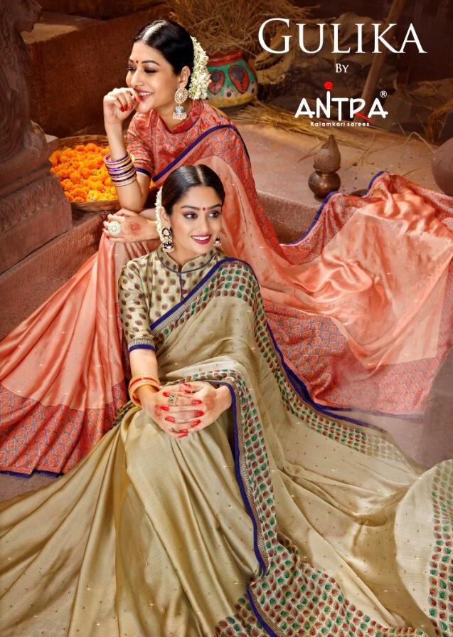 Antra Lifestyle Present Gulika Moss Chiffon Designer Saree With Diamond Saree