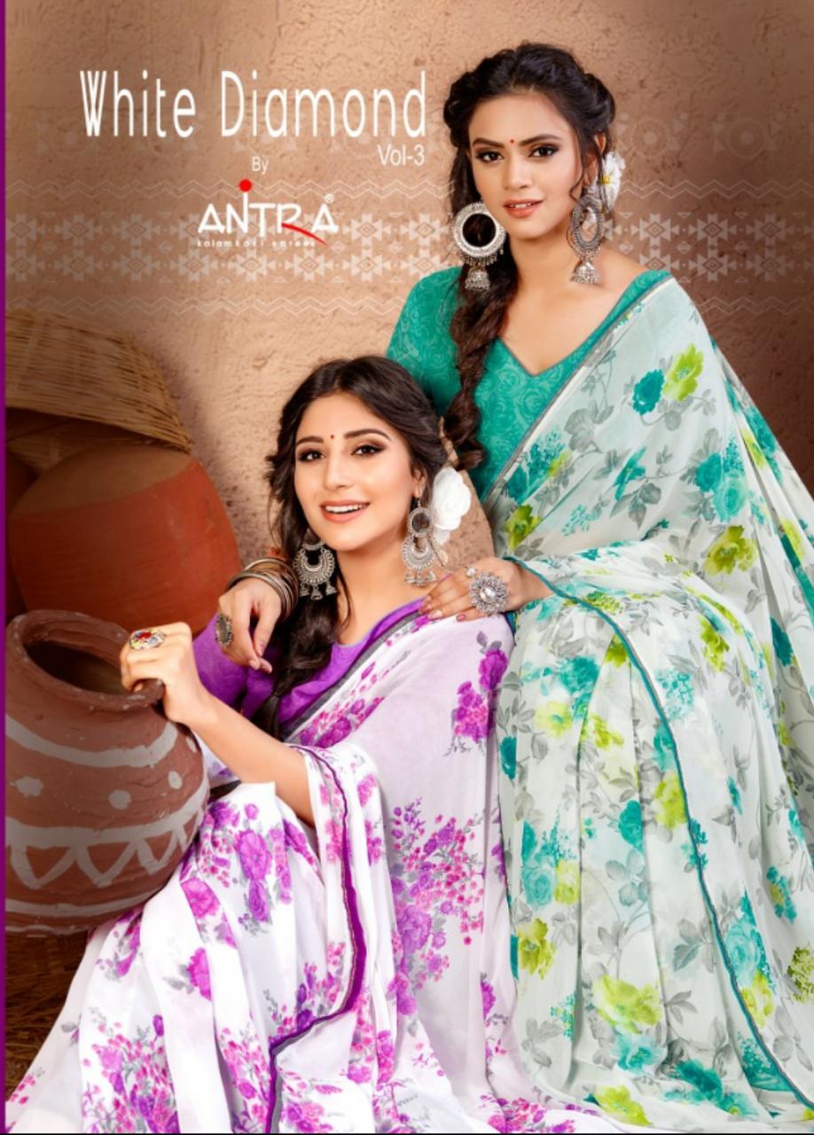 Antra Lifestyle White Diamond Vol 3 Weightless Printed Formal Wear Saree