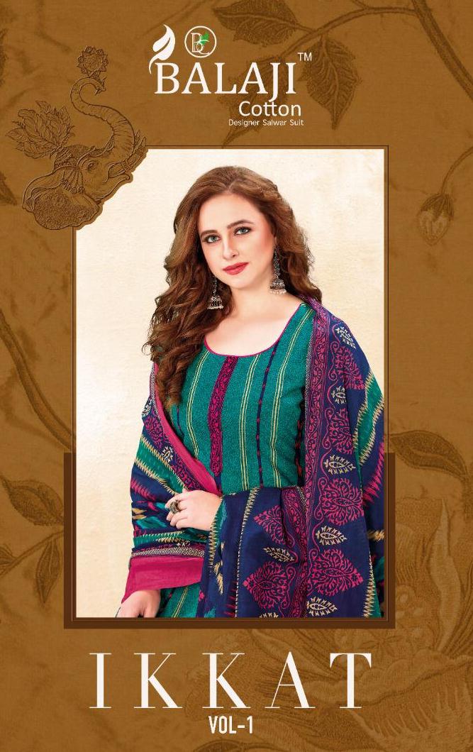 Balaji Cotton Launch Ikkat Vol 1 Regular Wear Cotton Salwar Suit At Cheapest Rate