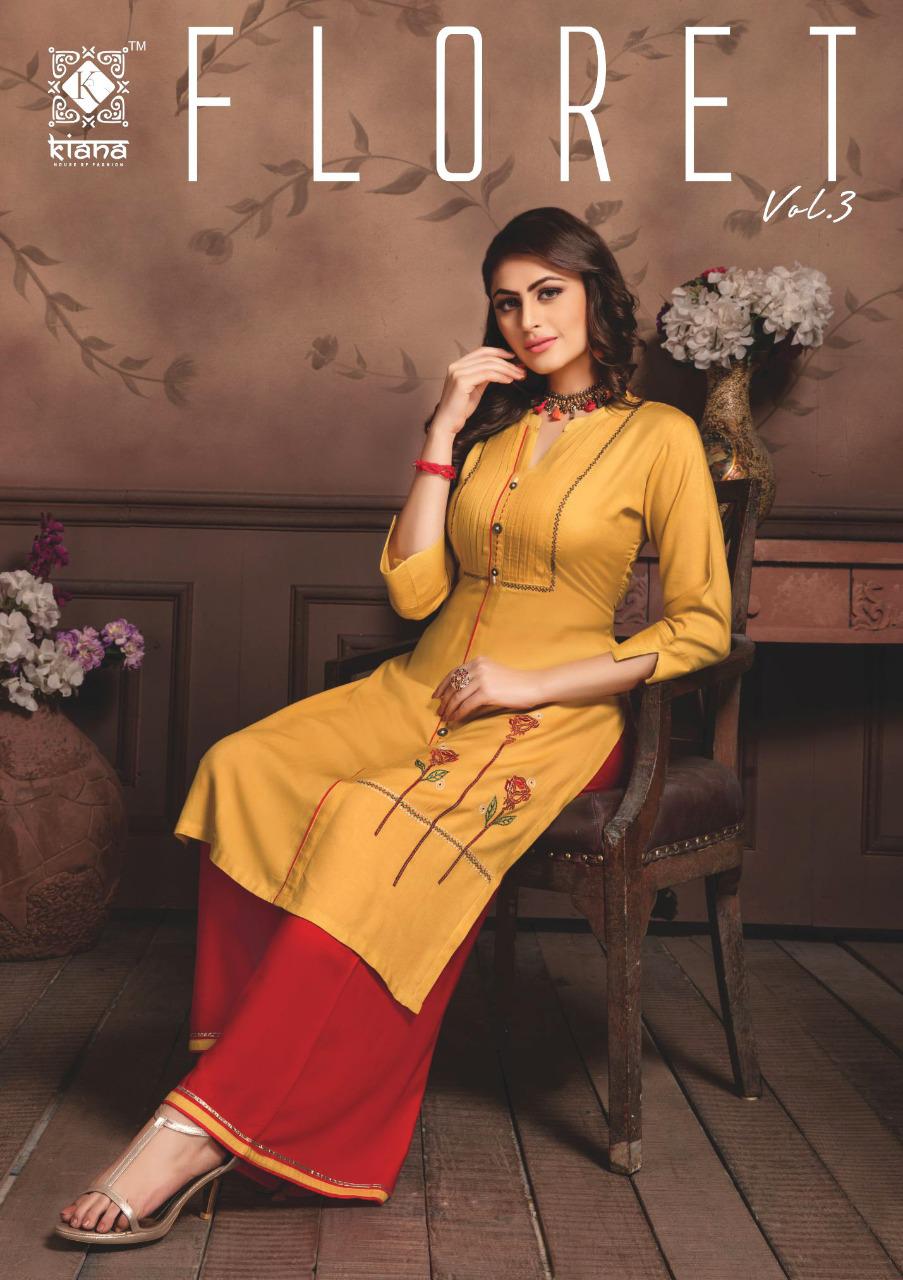 Kiana Launch Floret Vol 3 Special Designer Rayon Kurti With Plazzo Wholesaler