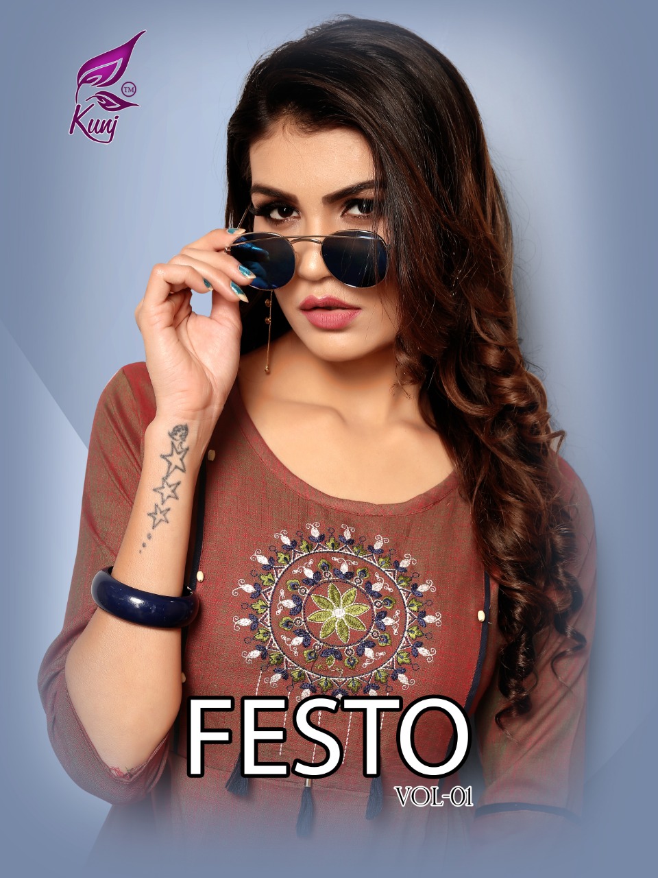 Kunj Present Festo Vol 1 Rayon Exclusive Designer Long Kurti Catlog Supplier