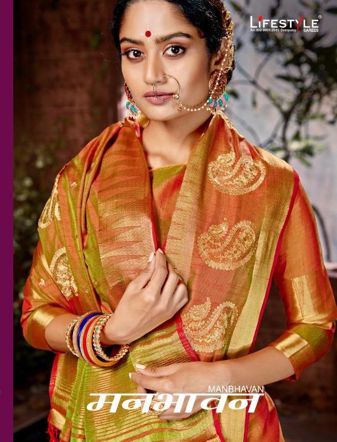 Lifestyle Launch Manbhavan Traditional Wear Designer Silk Saree Wholesale Price