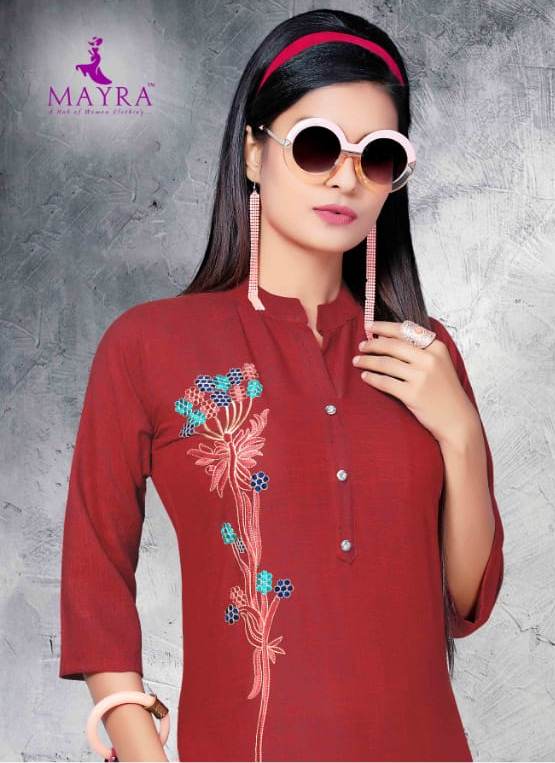 Mayra Launch Platinum Rayon Regular Wear Kurti At Cheapest Rate In Surat Market