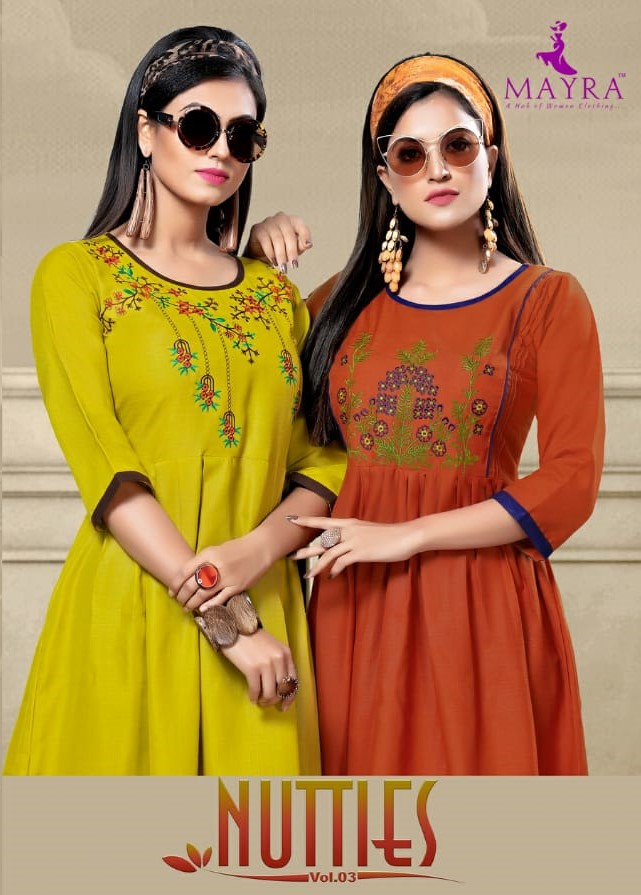 Mayra Nutties Cotton Slub Regular Wear Anarkali Style9001-9008 Series Kurti Collection